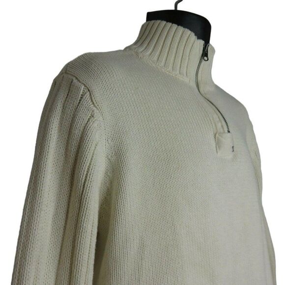 Vintage Ralph Lauren Polo Jeans Co Mens L Ivory White 1/4 Zip Pullover Sweater - Picture 4 of 9